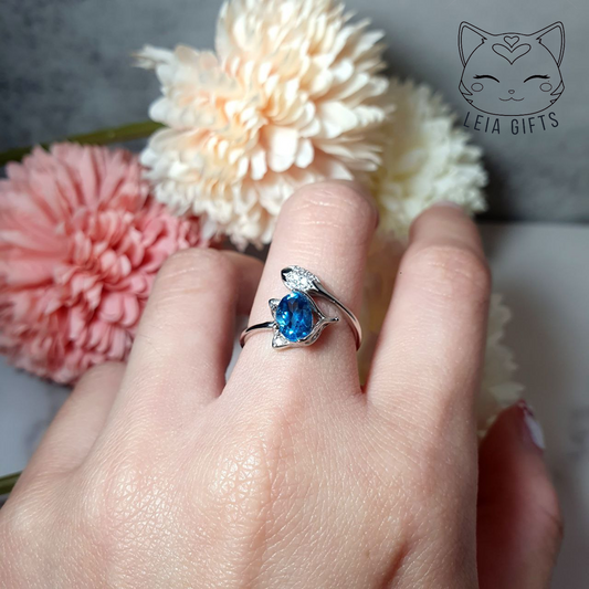 Blue Topaz Fox Ring