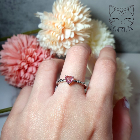 Pink Tourmaline Heart Ring